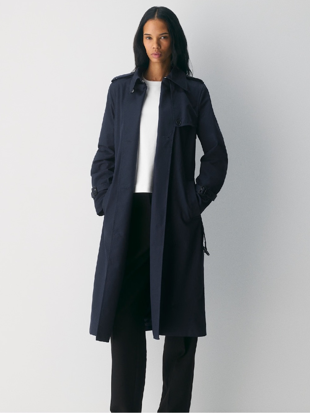 Aritzia Navy Finch Trench Coat